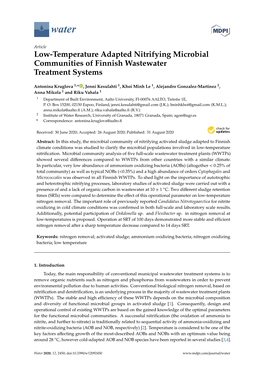Low-Temperature Adapted Nitrifying Microbial Communities of Finnish Wastewater Treatment Systems