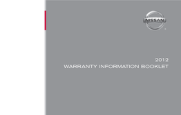 2012 Warranty Information Booklet