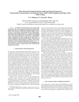 Turbo-Detected Unequal Protection Audio and Speech Transceivers Using Serially Concantenated Convolutional Codes, Trellis Coded