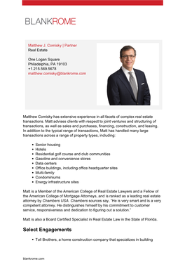 Matthew J. Comisky | Partner Real Estate