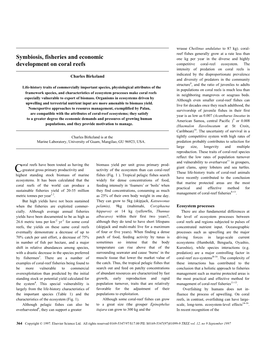 Symbiosis, Fisheries and Economic Development on Coral Reefs