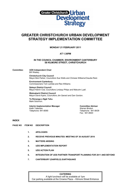 Greater Chrischurch Urban Development Strategy