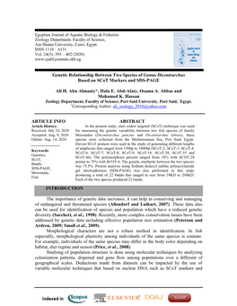 Genetic Relationship Between Two Species of Genus Dicentrarchus Based on Scot Markers and SDS-PAGE