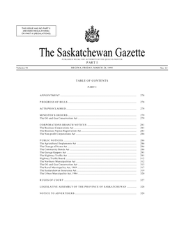 Sask Gazette, Part I, Mar 24, 1995