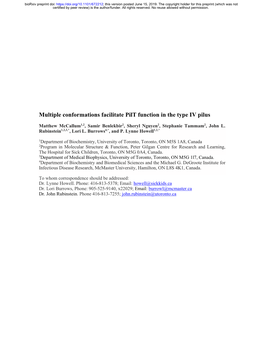 Multiple Conformations Facilitate Pilt Function in the Type IV Pilus