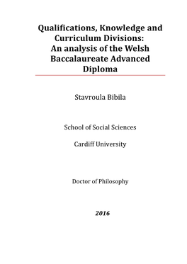 Qualifications, Knowledge and Curriculum Divisions: an Analysis of the Welsh Baccalaureate Advanced Diploma