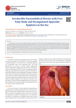Irreducible Paraumbilical Hernia with Free Fatty Body and Strangulated Appendix Epiploica in the Sac