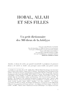 Hobal, Allah Et Ses Filles