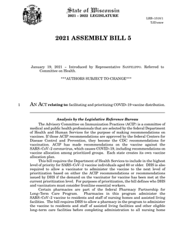 2021 Assembly Bill 5