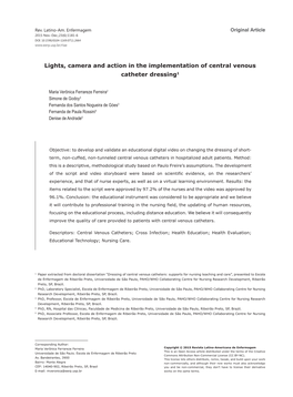 Lights, Camera and Action in the Implementation of Central Venous Catheter Dressing1