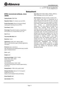 BTRC Monoclonal Antibody, Clone 3D5E6