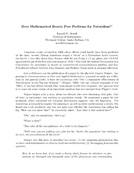 Does Mathematical Beauty Pose Problems for Naturalism?1