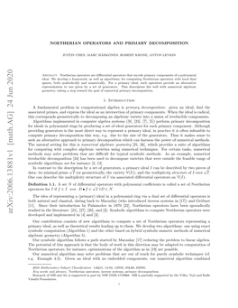 Arxiv:2006.13881V1 [Math.AG] 24 Jun 2020 Prtr for Operators ..Eape45.Gvna Da Ihn Meddcmoet,Orn Our Components, Embedded No with Ideal an Given 4.5)