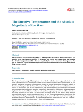 The Effective Temperature and the Absolute Magnitude of the Stars