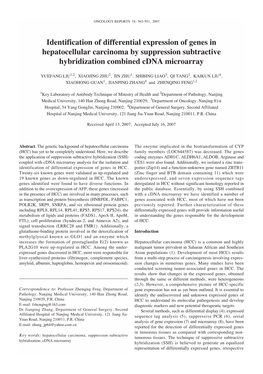 Identification of Differential Expression of Genes in Hepatocellular Carcinoma by Suppression Subtractive Hybridization Combined Cdna Microarray