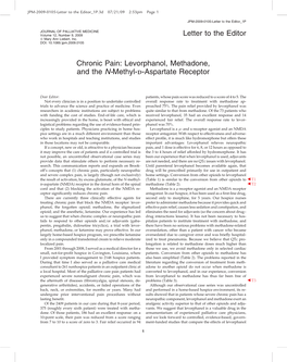 Chronic Pain Levorphanol Methadone and the N Methyl D Aspartate