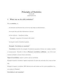 Principles of Statistics Xuming He Xmhe@Umich.Edu