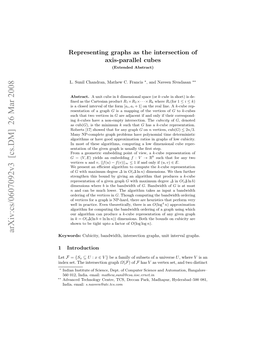 Arxiv:Cs/0607092V3 [Cs.DM] 26 Mar 2008 ⋆⋆ Let Introduction 1 Keywords: Ne E.Teitreto Graph Intersection the Set