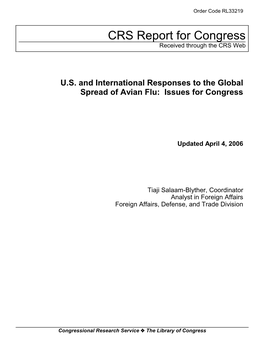 US and International Responses to the Global Spread of Avian