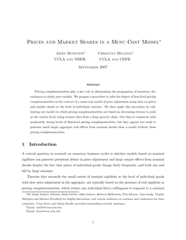 Prices and Market Shares in a Menu Cost Model∗