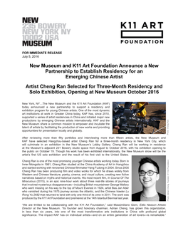 New Museum and K11 Art Foundation Announce a New Partnership To