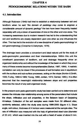 Chapter 4 Pedogeomorphic Relations Within the Basin