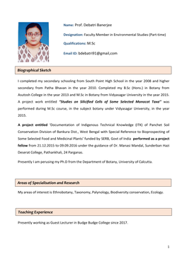 Name: Prof. Debatri Banerjee Email ID: Bdebatri91@Gmail,Com