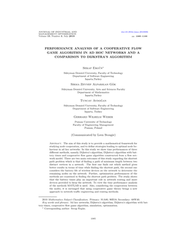 Performance Analysis of a Cooperative Flow Game Algorithm in Ad Hoc Networks and a Comparison to Dijkstra’S Algorithm