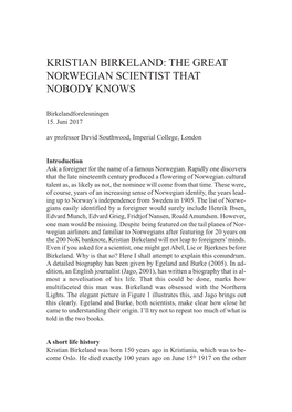 Kristian Birkeland: the Great Norwegian Scientist That Nobody Knows