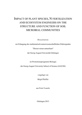 Impact of Plant Species, N Fertilization and Ecosystem Engineers on the Structure and Function of Soil Microbial Communities