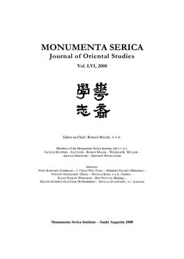 MONUMENTA SERICA Journal of Oriental Studies