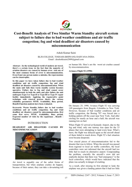 Cost-Benefit Analysis of Two Similar Warm Standby Aircraft System