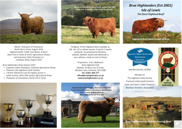 Brue Highlanders Natural Pedigree Highland Prime Beef