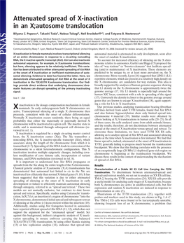 Attenuated Spread of X-Inactivation in an X;Autosome Translocation