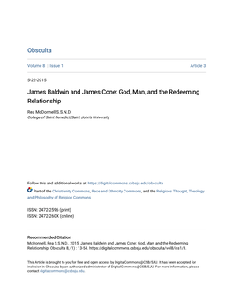 James Baldwin and James Cone: God, Man, and the Redeeming Relationship