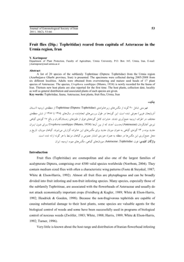 Fruit Flies (Dip.: Tephritidae) Reared from Capitula of Asteraceae in the Urmia Region, Iran