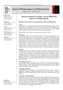 Market Potential of Paddy Crop in Dhamtari District of Chhattisgarh