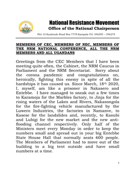 National Resistance Movement Office of the National Chairperson