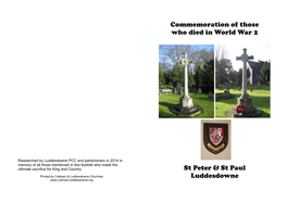 Commemoration of Those Who Died in World War 2 St Peter & St Paul