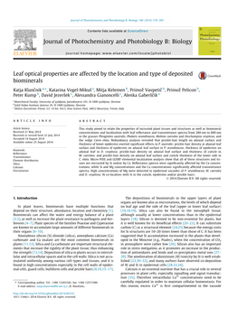 Leaf Optical Properties Are Affected by the Location and Type of Deposited Biominerals