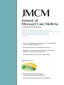 Journal of Managed Care Medicine a Peer-Reviewed Publication