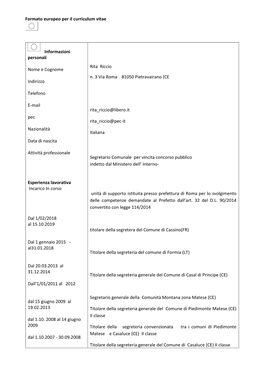 Formato Europeo Per Il Curriculum Vitae