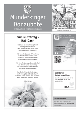 Munderkinger Donaubote AMTSBLATT DER STADT MUNDERKINGEN Freitag, 07