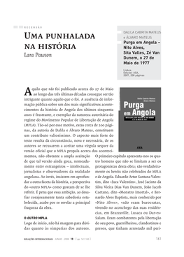 Uma Punhalada Na História Lara Pawson 163 Citação, Os Autores Levantam Suspeitas O Casal Mateus Diria Provavelmente Que Quanto À Veracidade Da Mesma