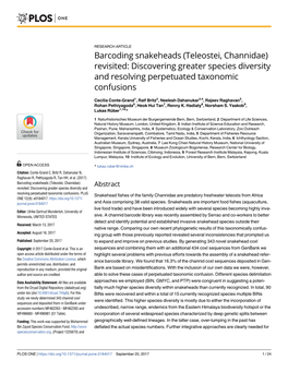 Barcoding Snakeheads (Teleostei, Channidae) Revisited: Discovering Greater Species Diversity and Resolving Perpetuated Taxonomic Confusions