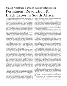 Permanent Revolution & Black Labor in South Africa