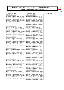 Občinska Zveza KMN PUCONCI Sezona 2016/2017 Razpored Tekmovanja - Jesenski Del