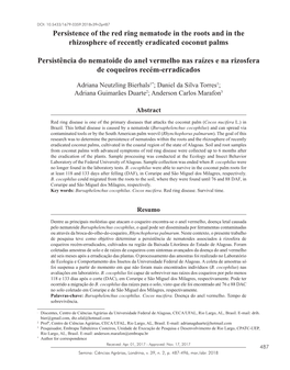 Persistence of the Red Ring Nematode in the Roots and in the Rhizosphere of Recently Eradicated Coconut Palms