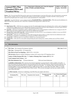 Annual PHA Plan Office of Public and Indian Housing Expires: 02/29/2016 (Standard Phas and Troubled Phas)