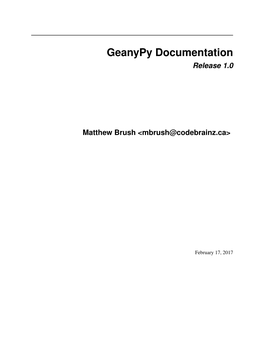 Geanypy Documentation Release 1.0